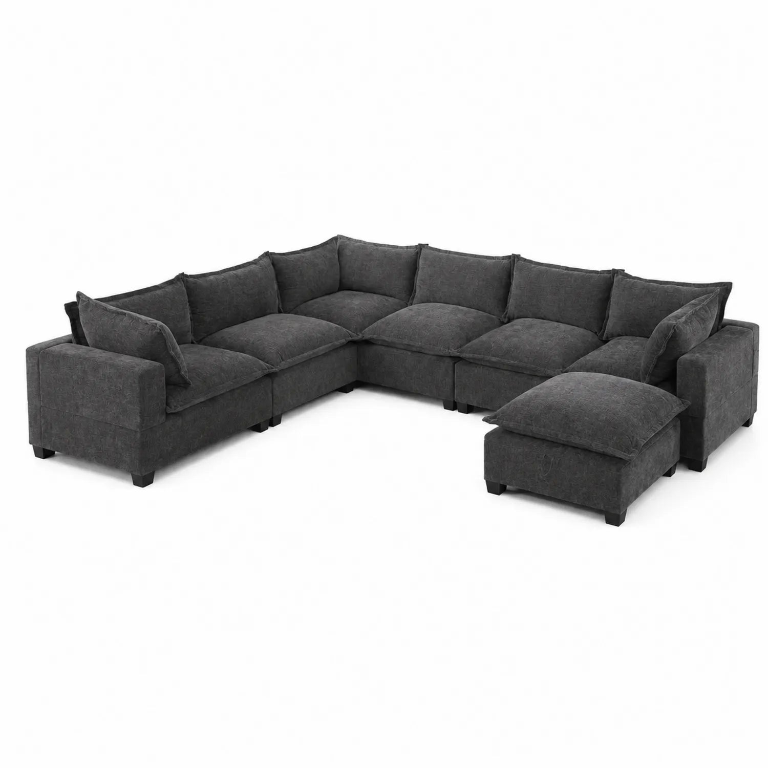 Sofa narożna modułowa L tkanina lniana antracyt