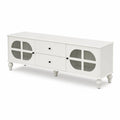 Szafka RTV z MDF i szkłem hartowanym Biała 180x40x55 cm