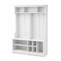 Wieszak na ubrania z półkami i hakami z płyty MDF, biały, 190 cm
